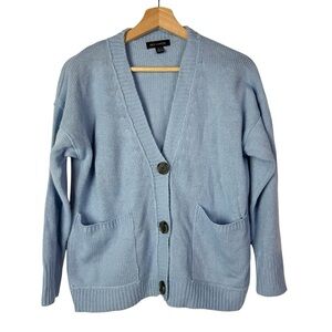 ASOS Qed London Light Blue Button Front Cardigan Sweater 4/S